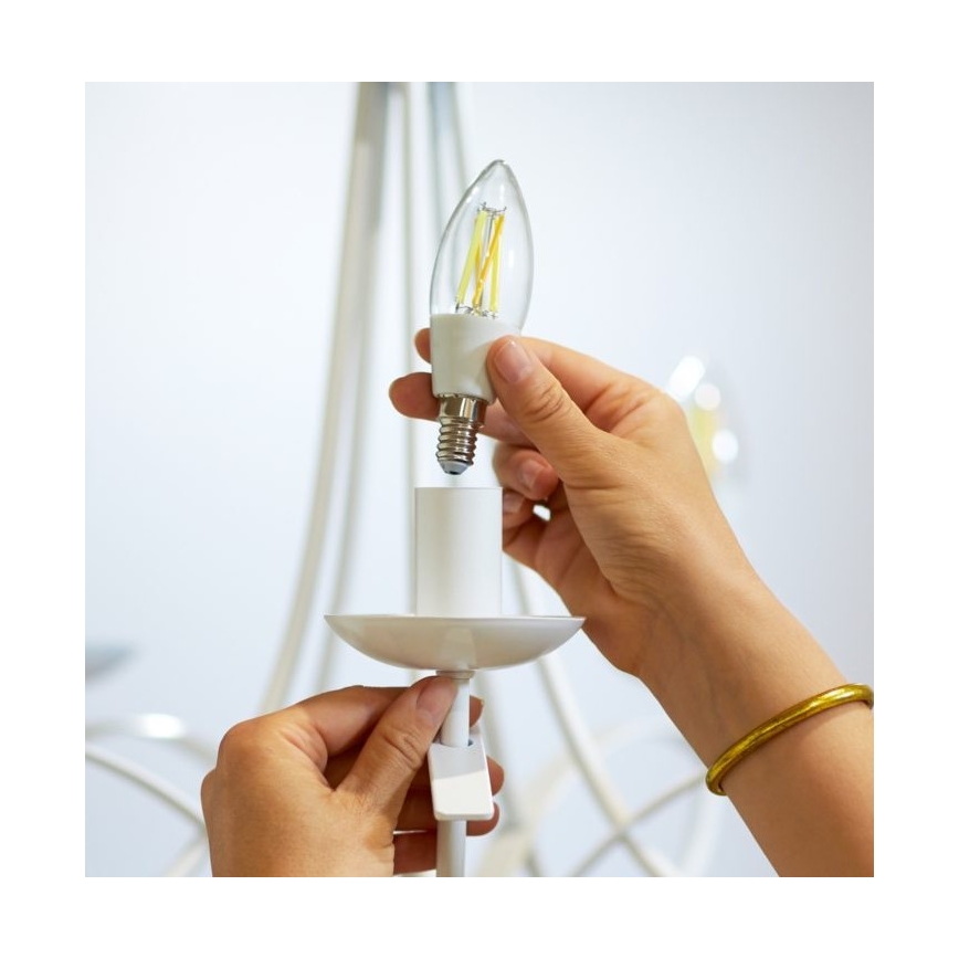 Ampoule LED à intensité variable FILAMENT C35 E14/4,9W/230V 2700-6500K CRI 90 Wi-Fi - WiZ