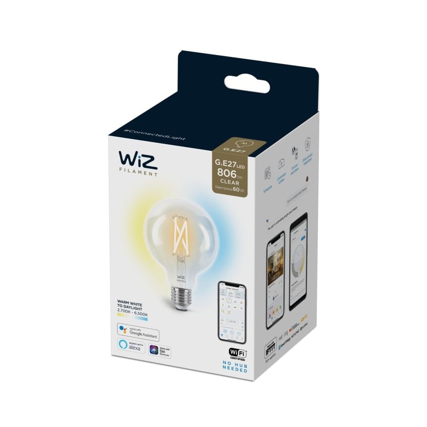 Ampoule LED à intensité variable FILAMENT G95 E27/6,7W/230V 2700-6500K CRI 90 Wi-Fi - WiZ