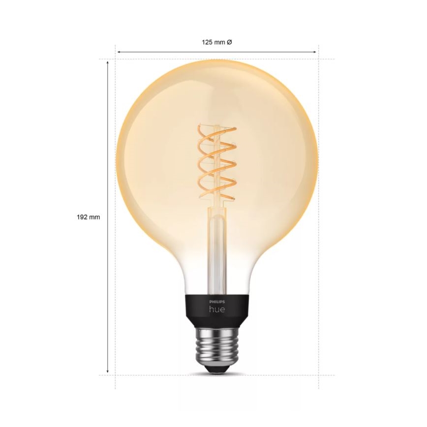 Ampoule LED à intensité variable Philips Hue WHITE FILAMENT G125 E27/7W/230V 2100K