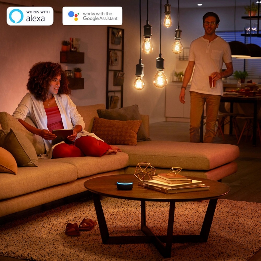 Ampoule LED à intensité modulable Philips HUE WHITE FILAMENT ST64 E27/7W/230V
