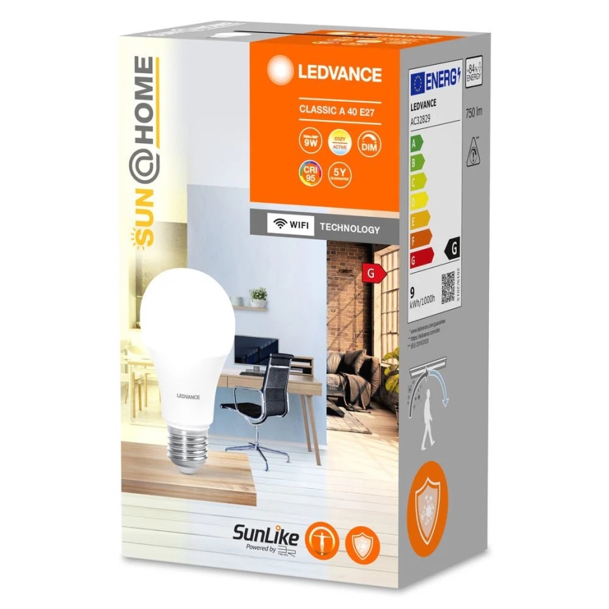 Ampoule LED antibactérienne à intensité variable A40 E27/9W/230V Wi-Fi - Ledvance