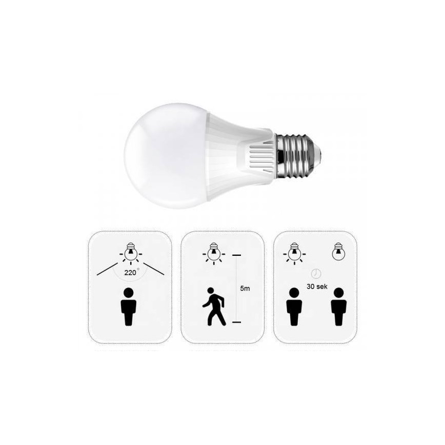 Ampoule LED avec capteur E27/9W/230V 6500K