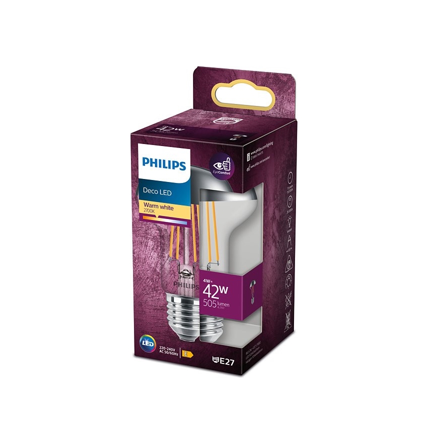 Ampoule LED avec miroir sphérique Philips DECO E27/4W/230V 2700K