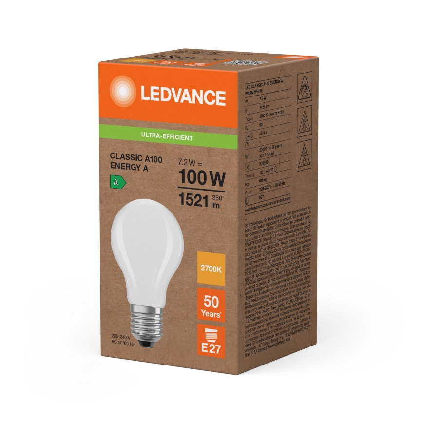 Ampoule LED CLASSIC FILAMENT A60 E27/7,2W/230V 2700K - Ledvance