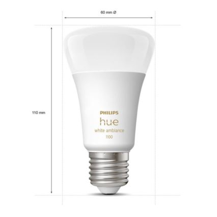 Ampoule LED dimmable Philips Hue WHITE AMBIANCE E27/8W/230V 2200-6500K