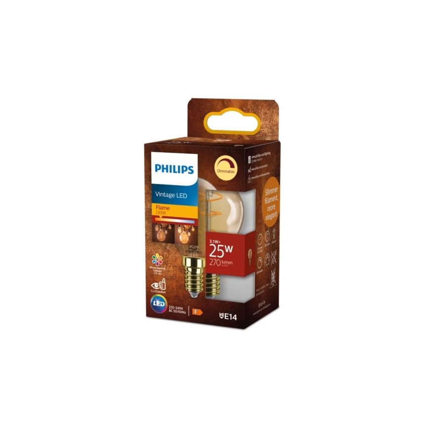 Ampoule LED dimmable Philips VINTAGE P45 E14/3,1W/230V 2200K