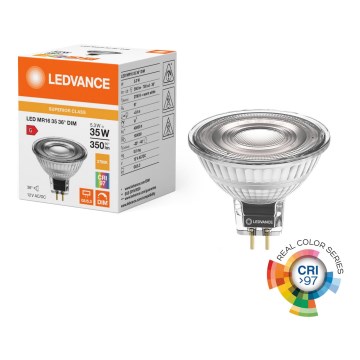 Ampoule LED dimmable réflecteur MR16 GU5,3/5,3W/12V 2700K 36° IRC 97 - Ledvance