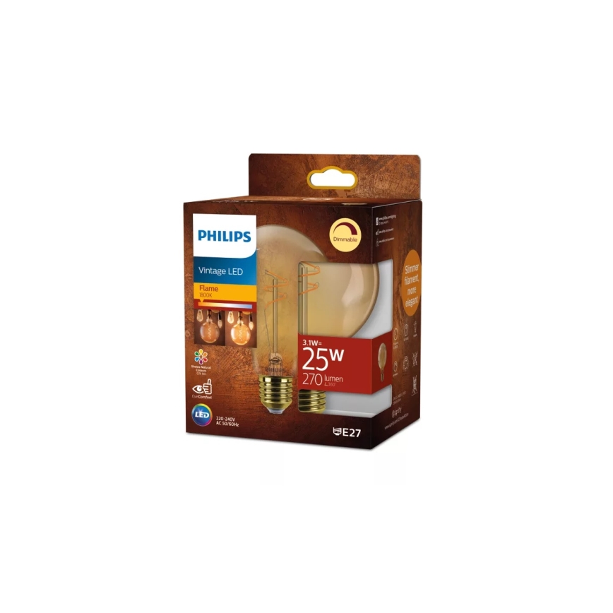 Ampoule LED dimmable VINTAGE Philips G95, culot E27, 3,1 W, 230 V, 1800 K