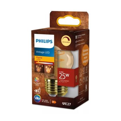 Ampoule LED dimmable VINTAGE Philips P45 E27/3,1W/230V 2200K IRC 90