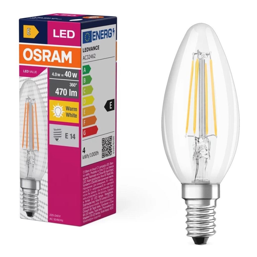 Ampoule LED FILAMENT B40 E14/4W/230V 2700K - Osram