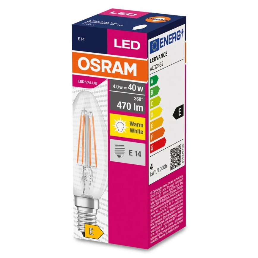 Ampoule LED FILAMENT B40 E14/4W/230V 2700K - Osram