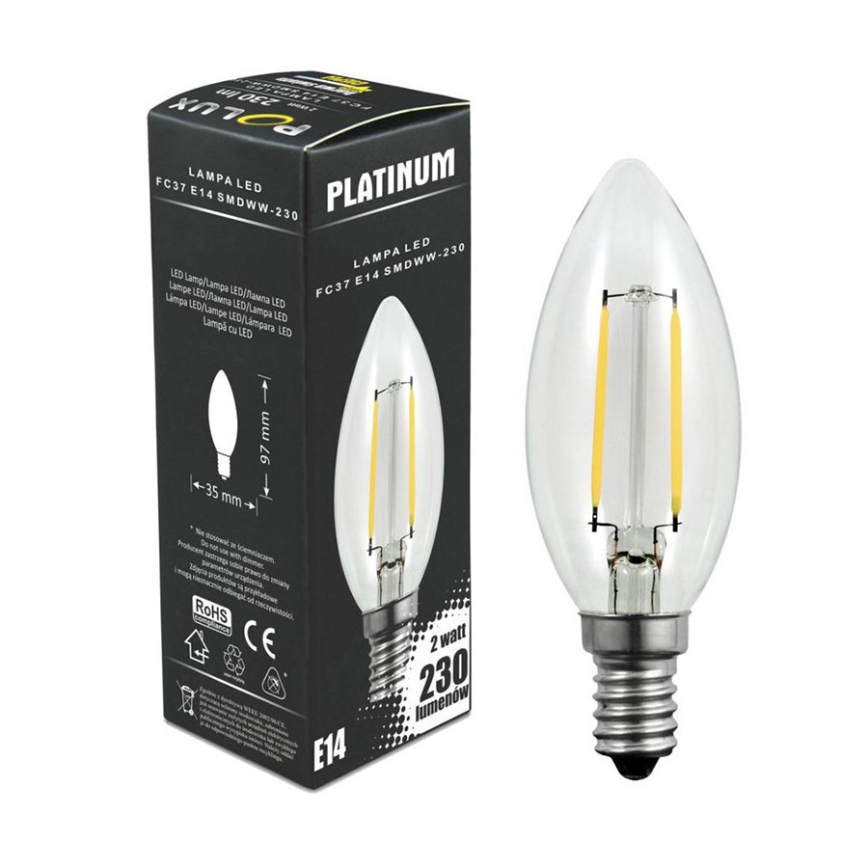 Ampoule LED FILAMENT C37 E14/2W/230V 3000K