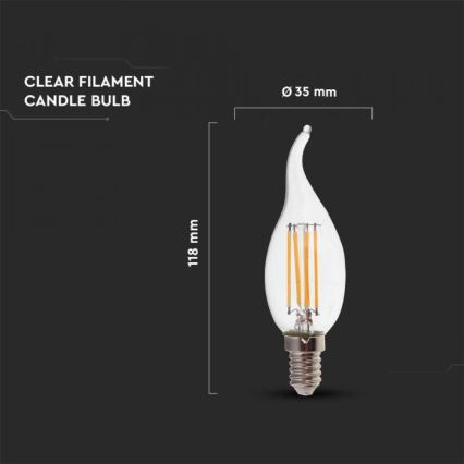 Ampoule LED filament E14/4W/230V 4000K