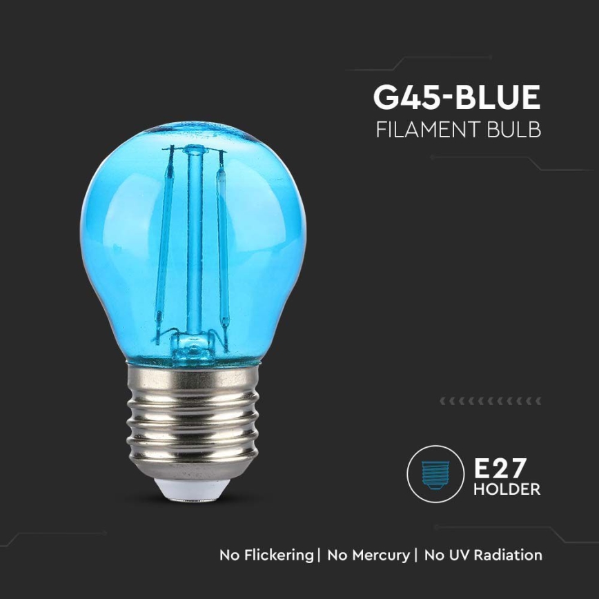 Ampoule LED FILAMENT G45 E27/2W/230V bleu