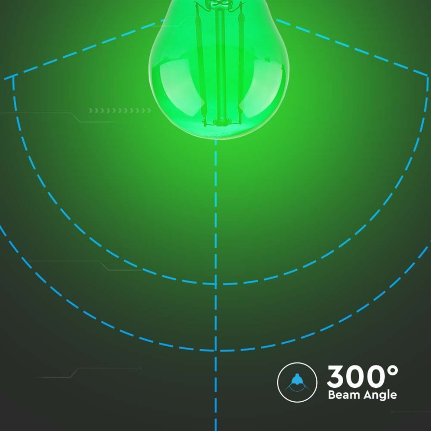 Ampoule LED FILAMENT G45 E27/2W/230V vert