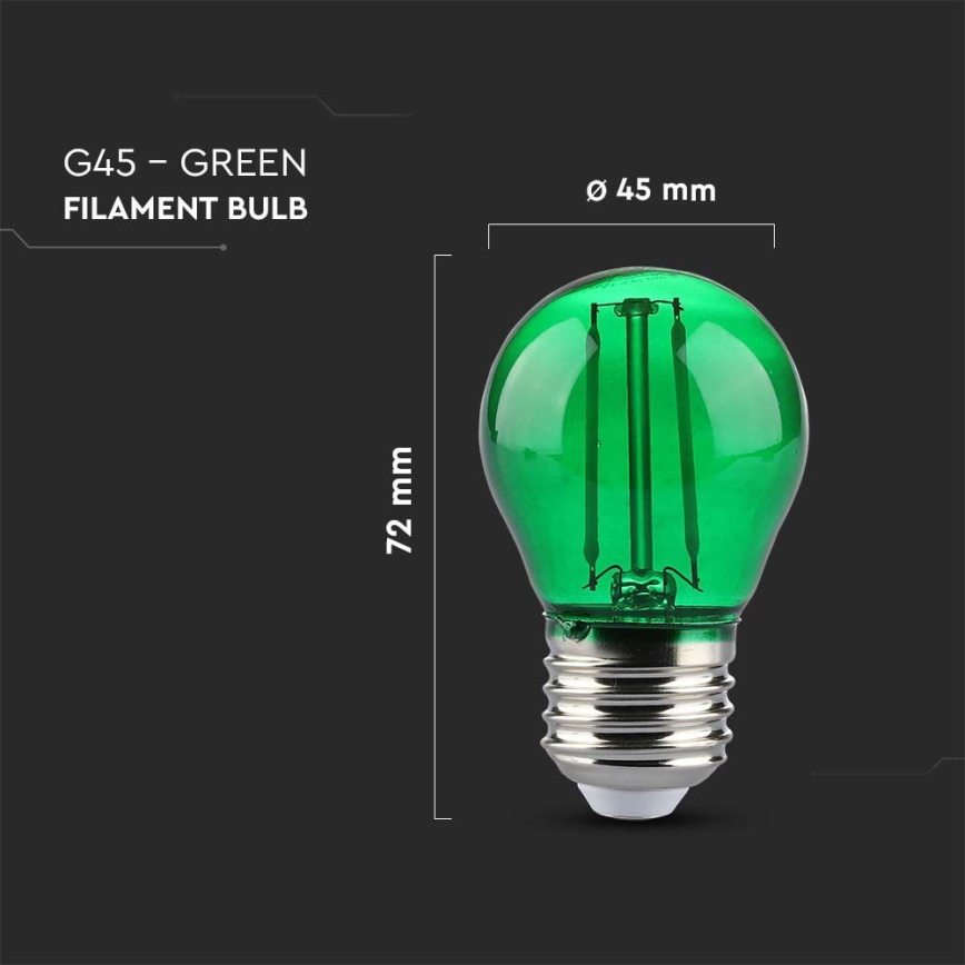 Ampoule LED FILAMENT G45 E27/2W/230V vert