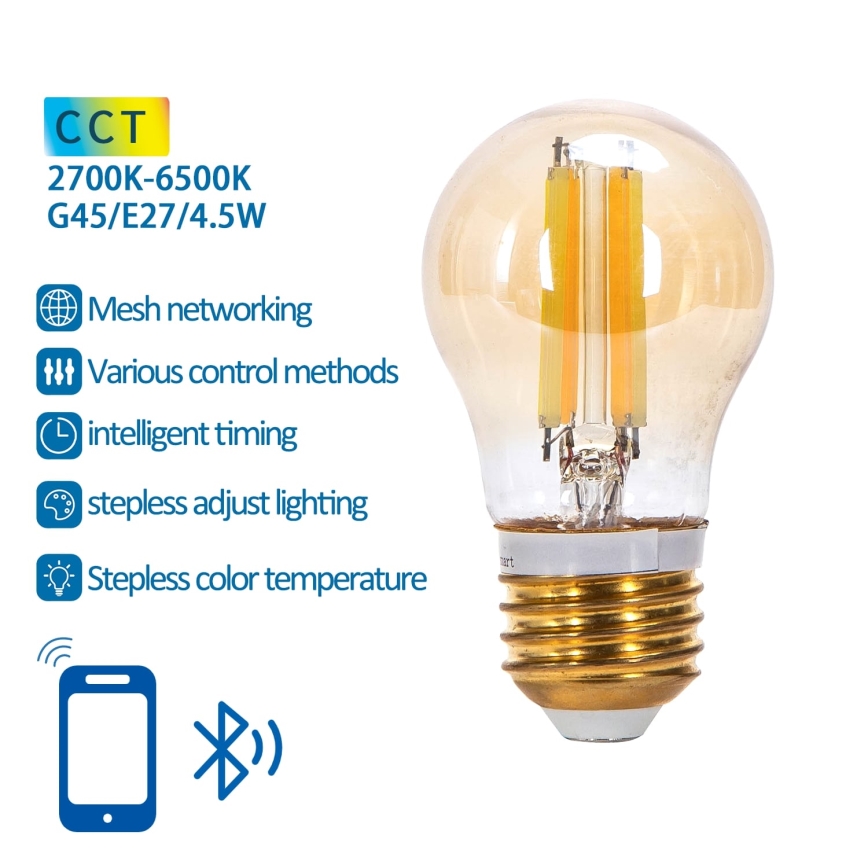 Ampoule à intensité variable LED FILAMENT MESH Smart G45 E27/4,5W/230V 2700-6500K - Aigostar