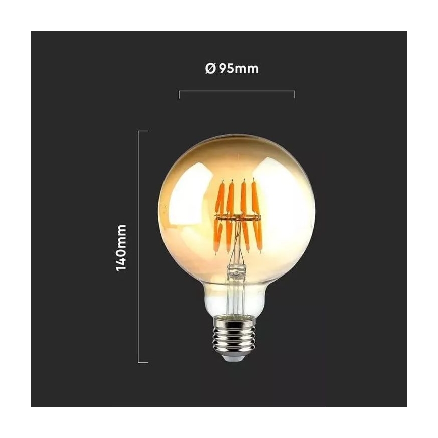 Ampoule LED FILAMENT G95 E27/8W/230V 2200K