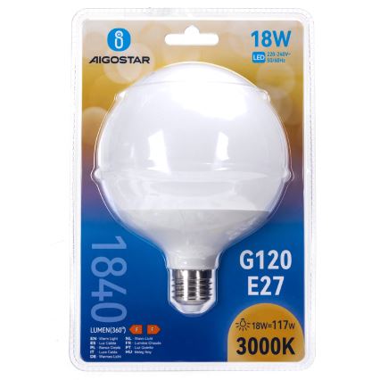 Ampoule LED G120 E27/18W/230V 3000K - Aigostar
