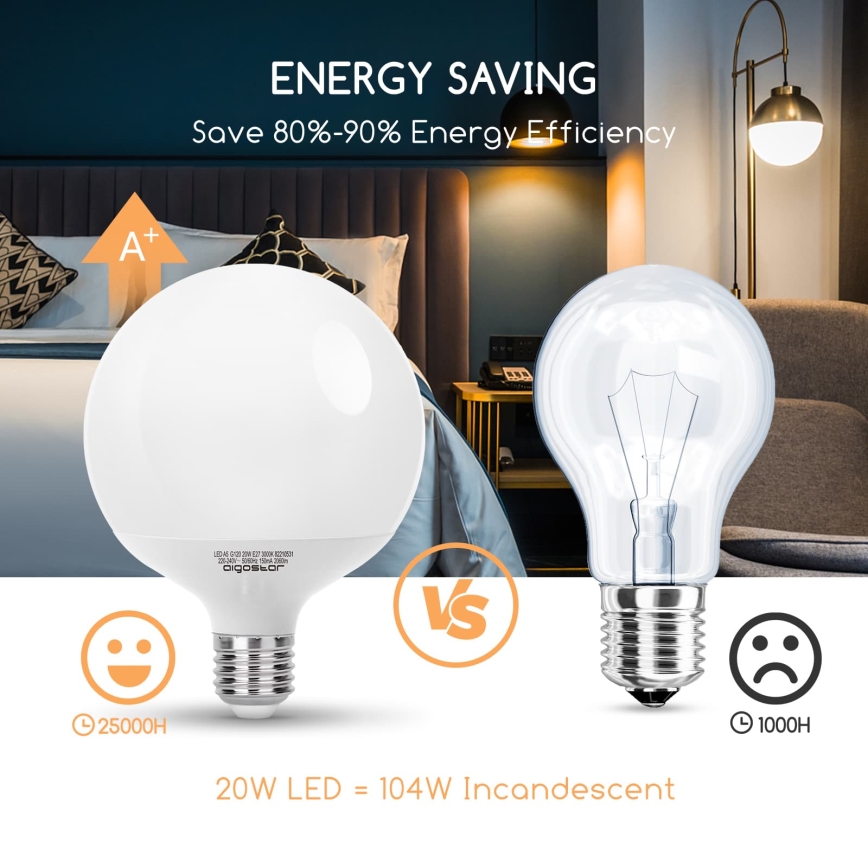 Ampoule LED G120 E27/20W/230V 3000K - Aigostar