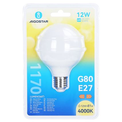 Ampoule LED G80 E27/12W/230V 4000K - Aigostar