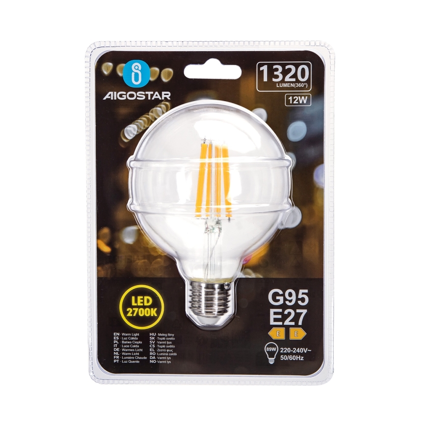 Ampoule LED G95 E27/12W/230V 2700K - Aigostar