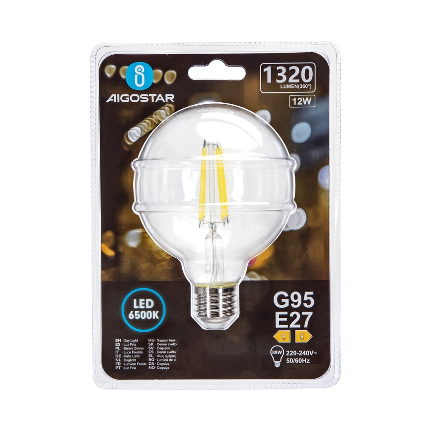 Ampoule LED G95 E27/12W/230V 6500K - Aigostar