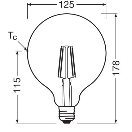 Ampoule LED GLOBE CLASSIC FILAMENT G125 E27/4W/230V 2700K - Ledvance