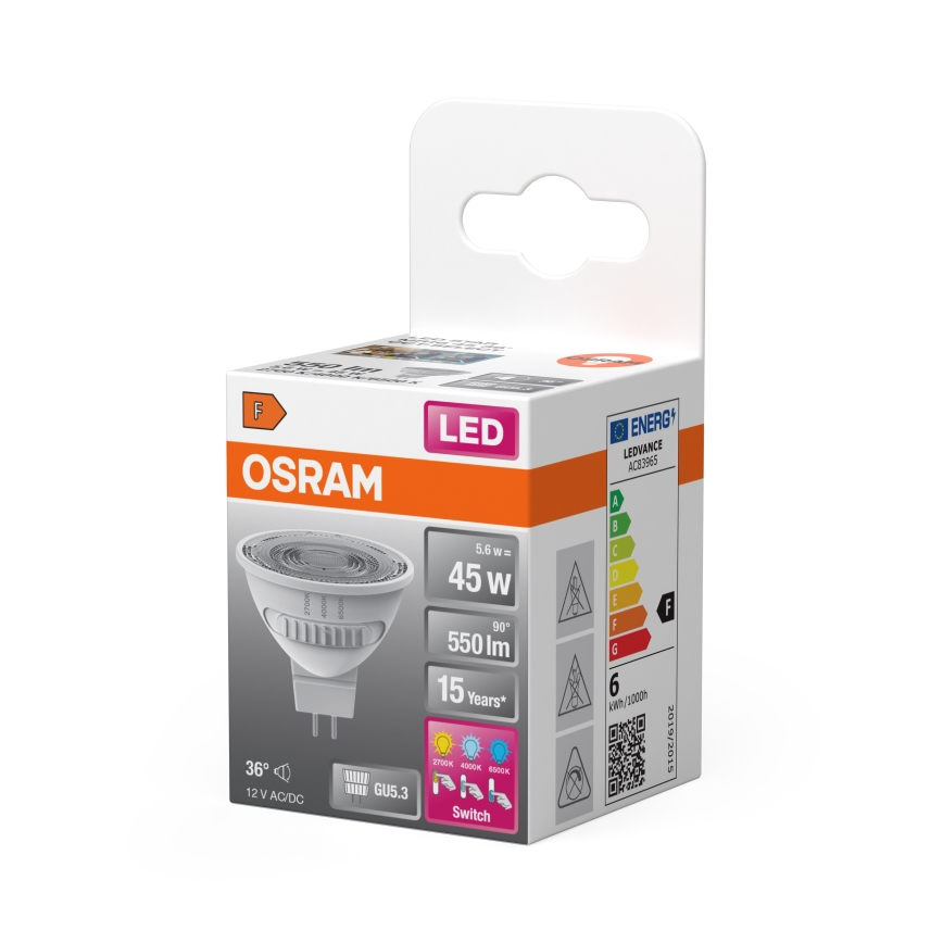 Ampoule LED MR16 GU5,3/5,6W/12V 2700/4000/6500K 36° - Osram