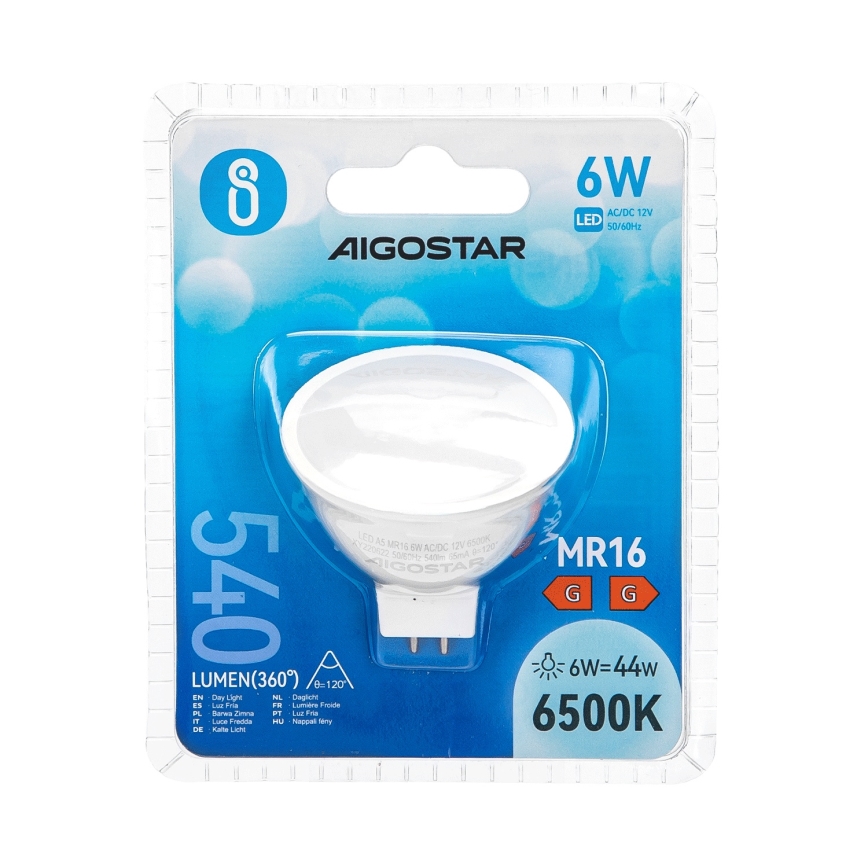 Ampoule LED MR16 GU5,3/6W/12V 6500K - Aigostar
