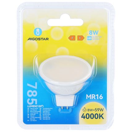 Ampoule LED MR16 GU5,3/8W/12V 4000K - Aigostar