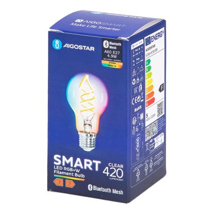 Ampoule à intensité variable LED RGBW FILAMENT MESH Smart A60 E27/4,9W/230V 2700K - Aigostar