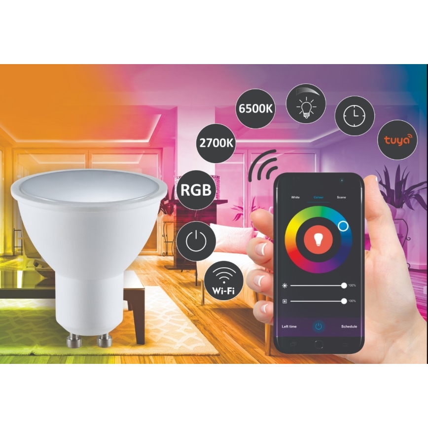 Ampoule LED RVBW à intensité variable G45 GU10/5,5W/230V 2700-6500K Wi-Fi Tuya