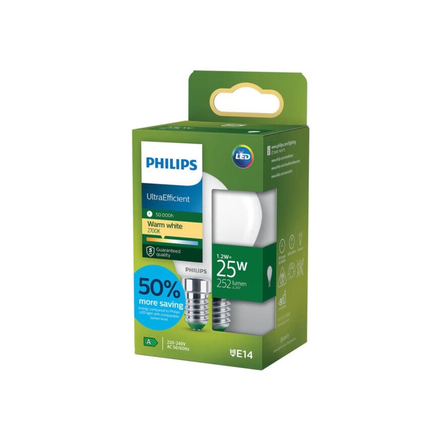 Ampoule LED ULTRAEFFICIENT Philips P45 E14/1,2W/230V 2700K