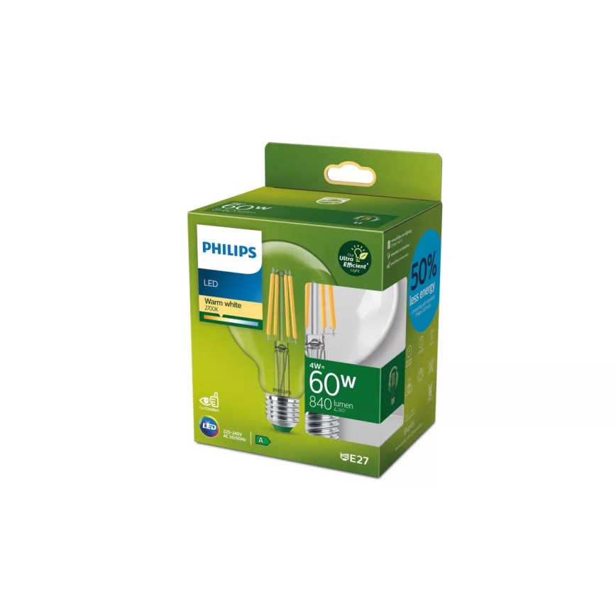 Ampoule LED ULTRAEFFICIENT VINTAGE Philips G95 E27/4W/230V 2700K