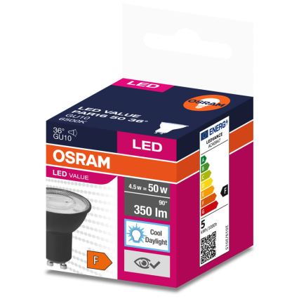 Ampoule LED VALUE PAR16 GU10/4,5W/230V 4000K 36° noir - Ledvance