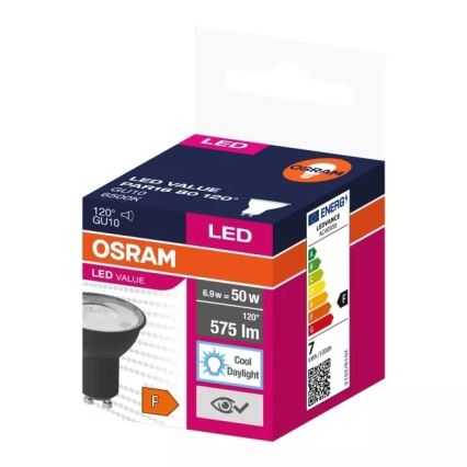 Ampoule LED VALUE PAR16 GU10/6,9W/230V 6500K 120° noir - Ledvance