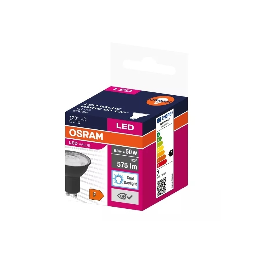 Ampoule LED VALUE PAR16 GU10/6,9W/230V 6500K 120° noir - Ledvance