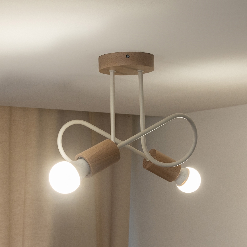 Anbau-Deckenleuchte OXFORD 2xE27/15W/230V Kiefer/cremefarben