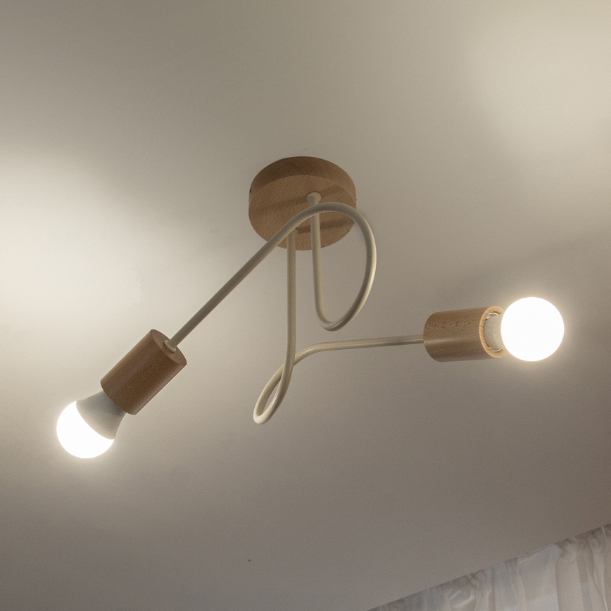 Anbau-Deckenleuchte OXFORD 2xE27/15W/230V Kiefer/cremefarben