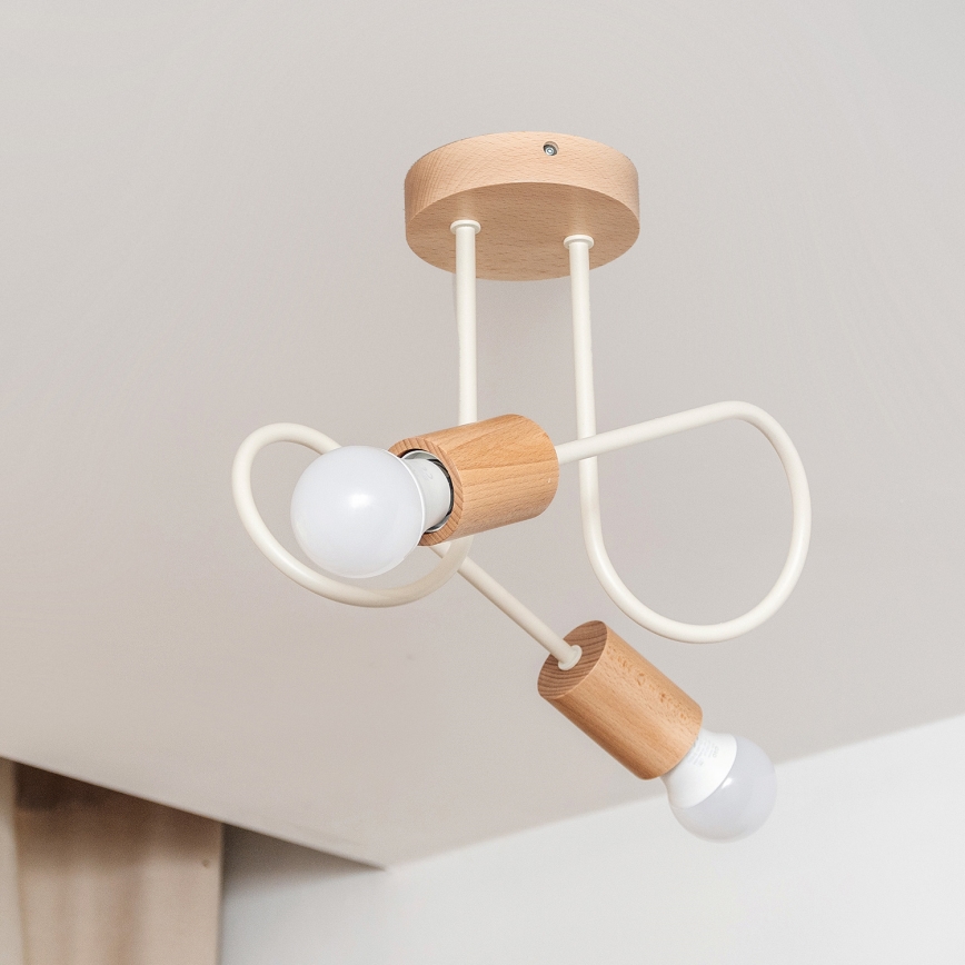 Anbau-Deckenleuchte OXFORD 2xE27/15W/230V Kiefer/cremefarben