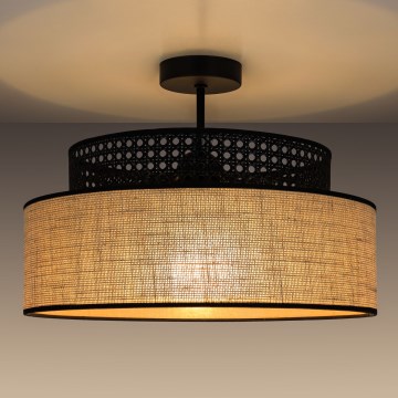 Anbauleuchte BOHO 1xE27/60W/230V schwarz/Rattan