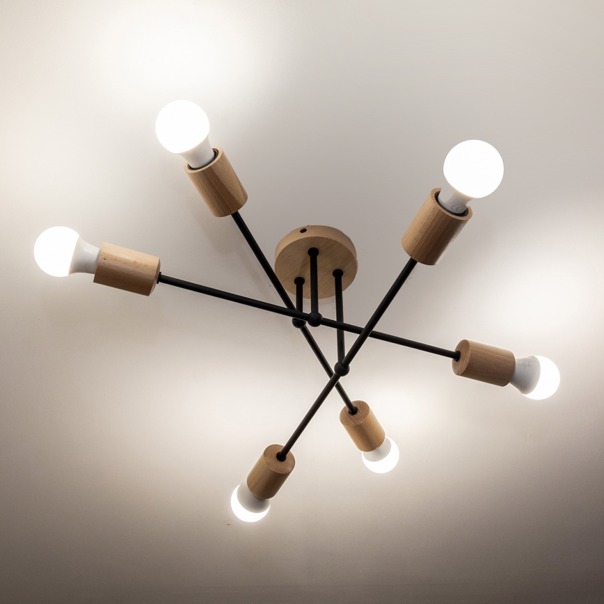 Anbauleuchte CAMBRIDGE 6xE27/15W/230V Kiefer