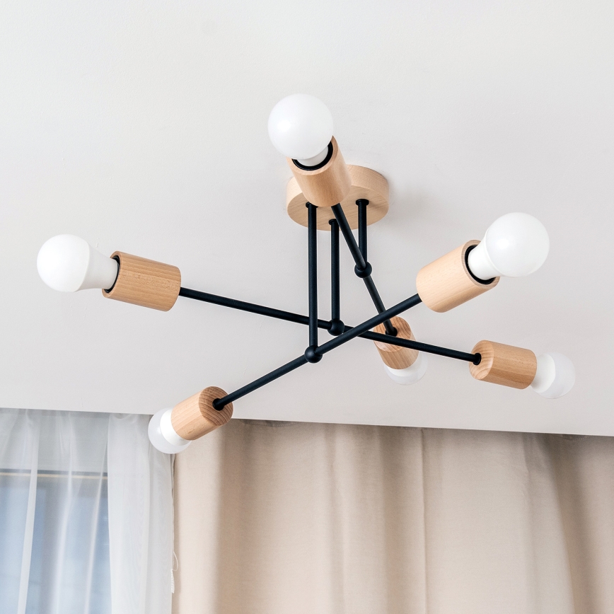 Anbauleuchte CAMBRIDGE 6xE27/15W/230V Kiefer