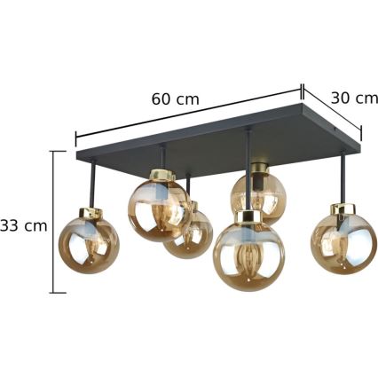 Anbauleuchte DEA 6xE14/60W/230V schwarz/golden/rauchig beige