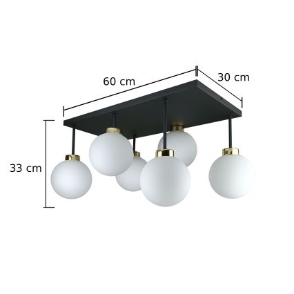 Anbauleuchte DEA 6xE14/60W/230V schwarz/golden/weiß