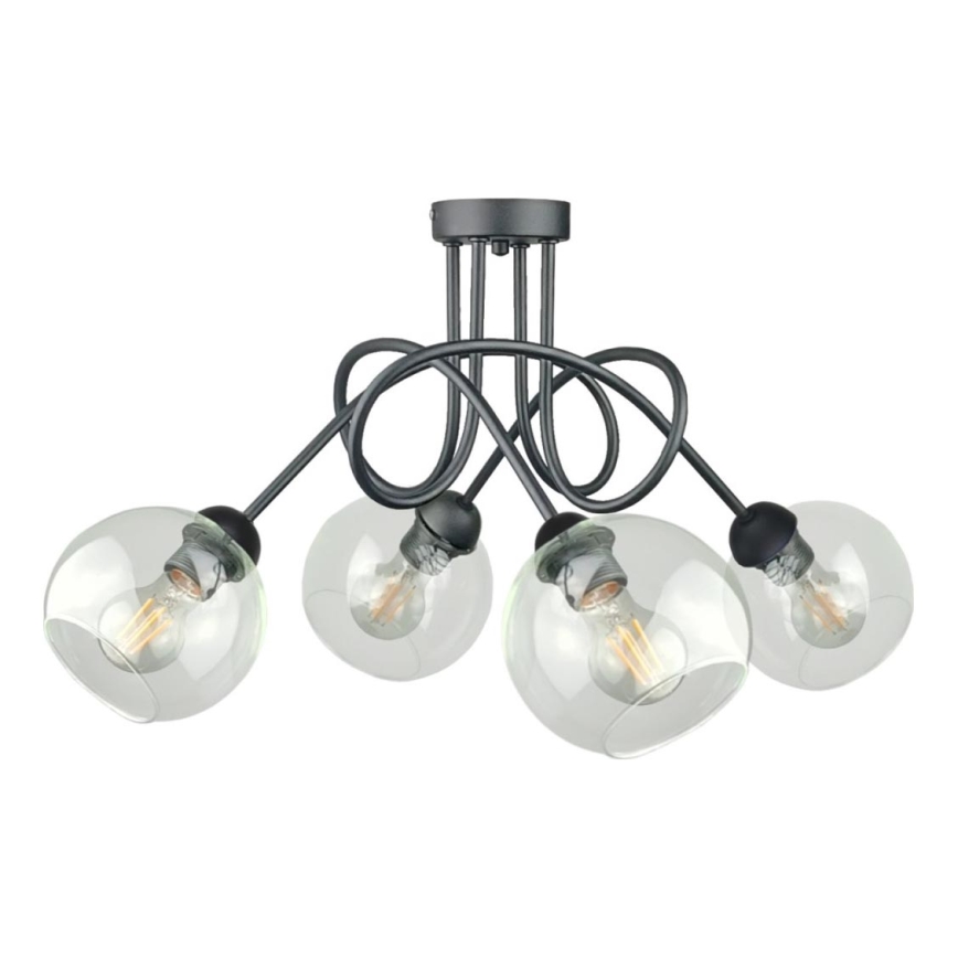 Anbauleuchte EVIE 4xE27/60W/230V anthrazit/klar