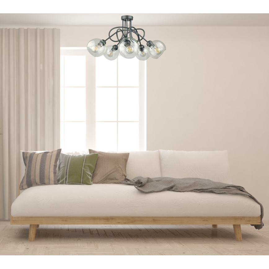 Anbauleuchte EVIE 5xE27/60W/230V anthrazit/klar