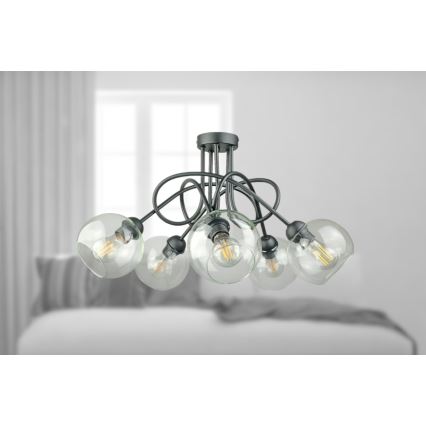 Anbauleuchte EVIE 5xE27/60W/230V anthrazit/klar