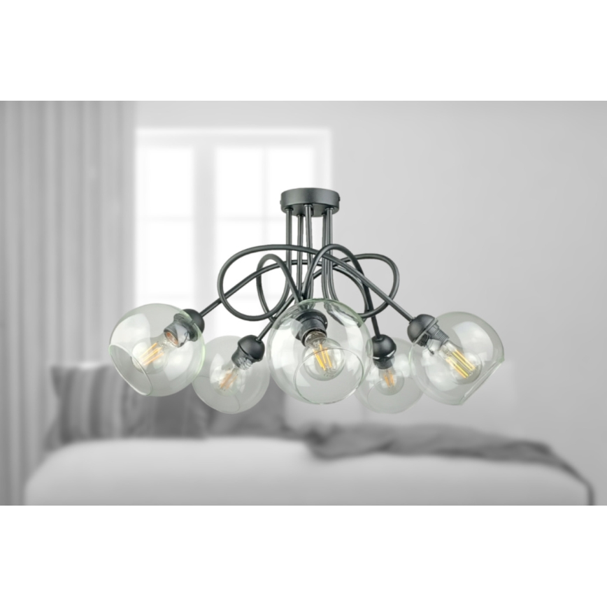 Anbauleuchte EVIE 5xE27/60W/230V anthrazit/klar